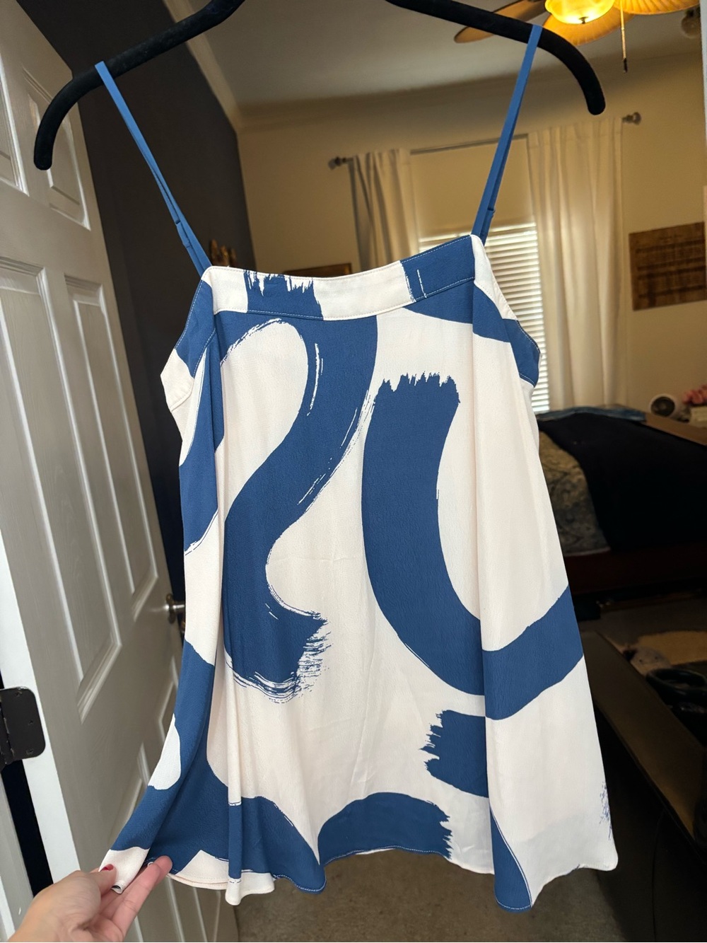 Anthropologie Maeve White and Blue Abstract Print Mini Skirt
